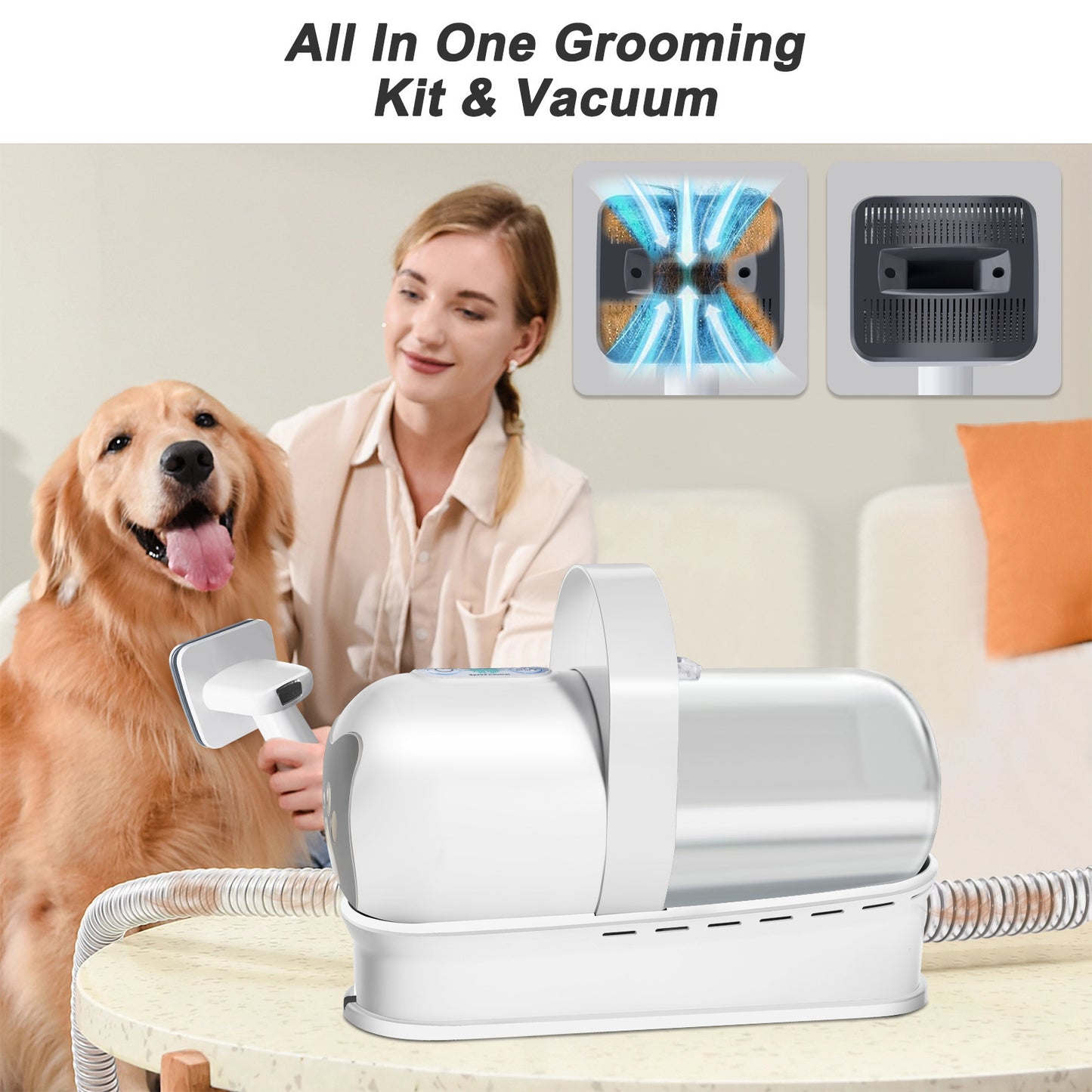 7-in-1 Multifunctional Device for Easy, Stress-Free Gentle Pet Vacuum Trimming & Grooming