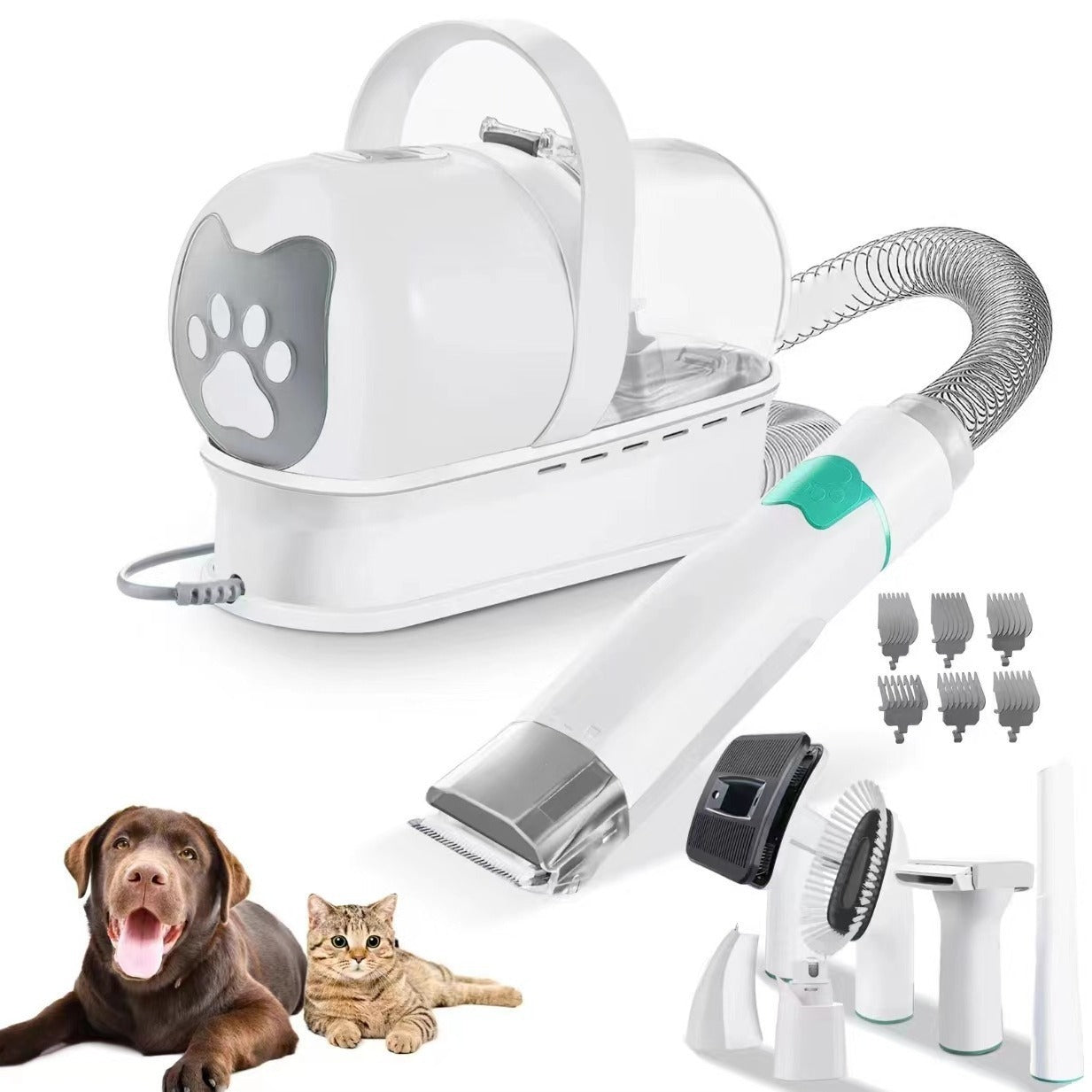 7-in-1 Multifunctional Device for Easy, Stress-Free Gentle Pet Vacuum Trimming & Grooming