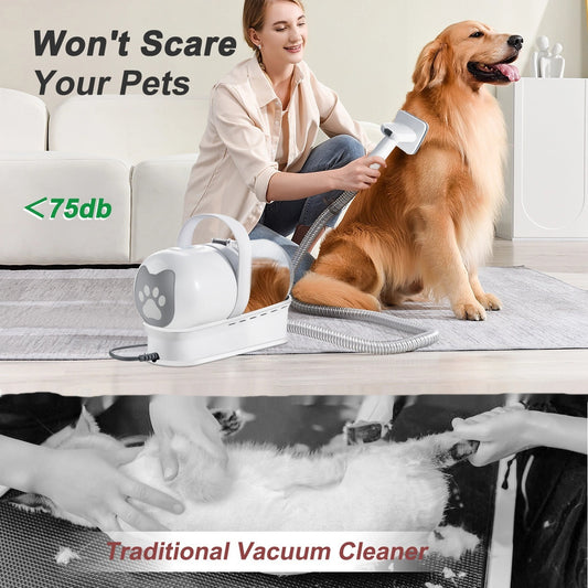 7-in-1 Multifunctional Device for Easy, Stress-Free Gentle Pet Vacuum Trimming & Grooming